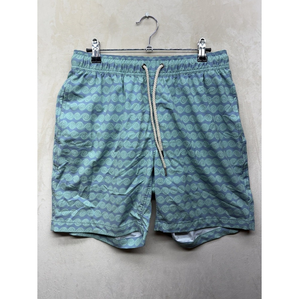 Faherty Swim Shorts Mens Medium Beacon Trunks Blue Wave 7" AOP All Over Print